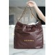 CHANEL Crinkled 22 Handbag Medium Coffee Brown  