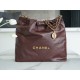 CHANEL Crinkled 22 Handbag Medium Coffee Brown  