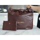 CHANEL Crinkled 22 Handbag Medium Coffee Brown  