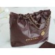 CHANEL Crinkled 22 Handbag Medium Coffee Brown  