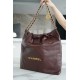 CHANEL Crinkled 22 Handbag Medium Coffee Brown  