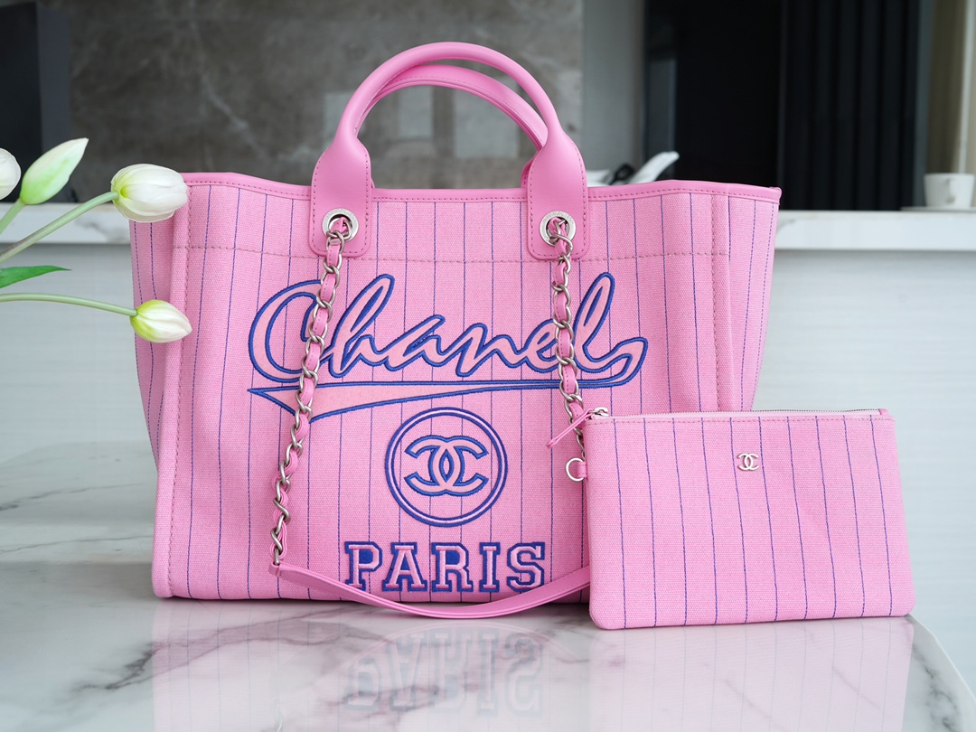 CHANEL 23P Spring/Summer New Maxi Shopping Bag Pink Calfskin  