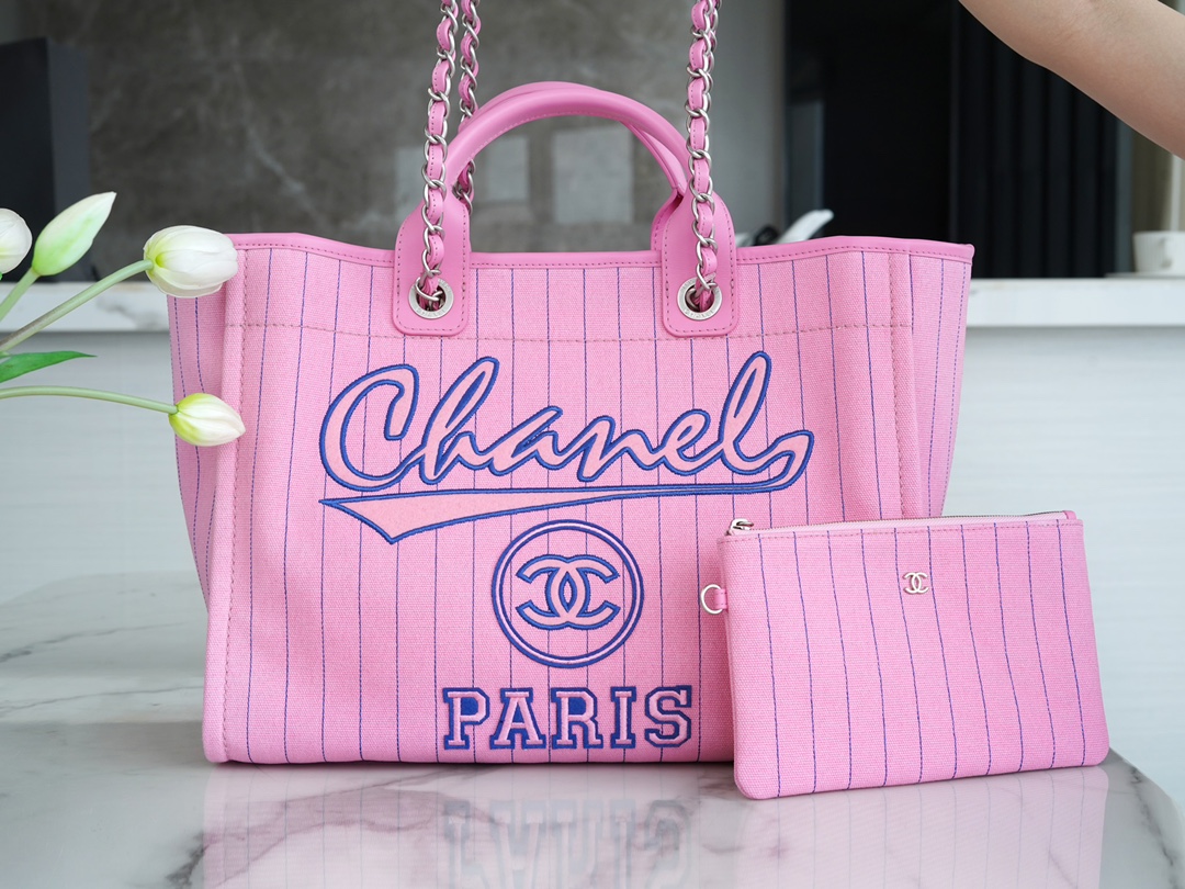 CHANEL 23P Spring/Summer New Maxi Shopping Bag Pink Calfskin  