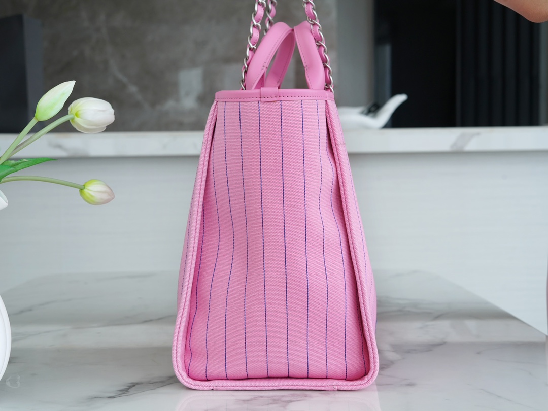 CHANEL 23P Spring/Summer New Maxi Shopping Bag Pink Calfskin  