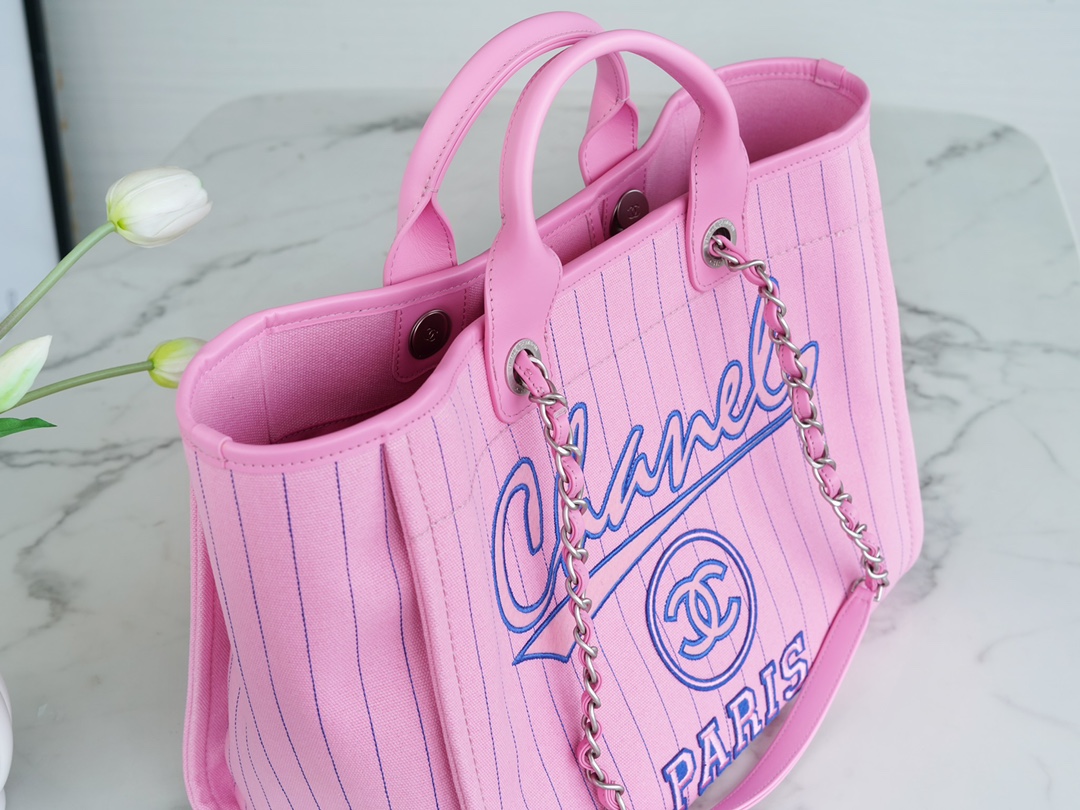 CHANEL 23P Spring/Summer New Maxi Shopping Bag Pink Calfskin  