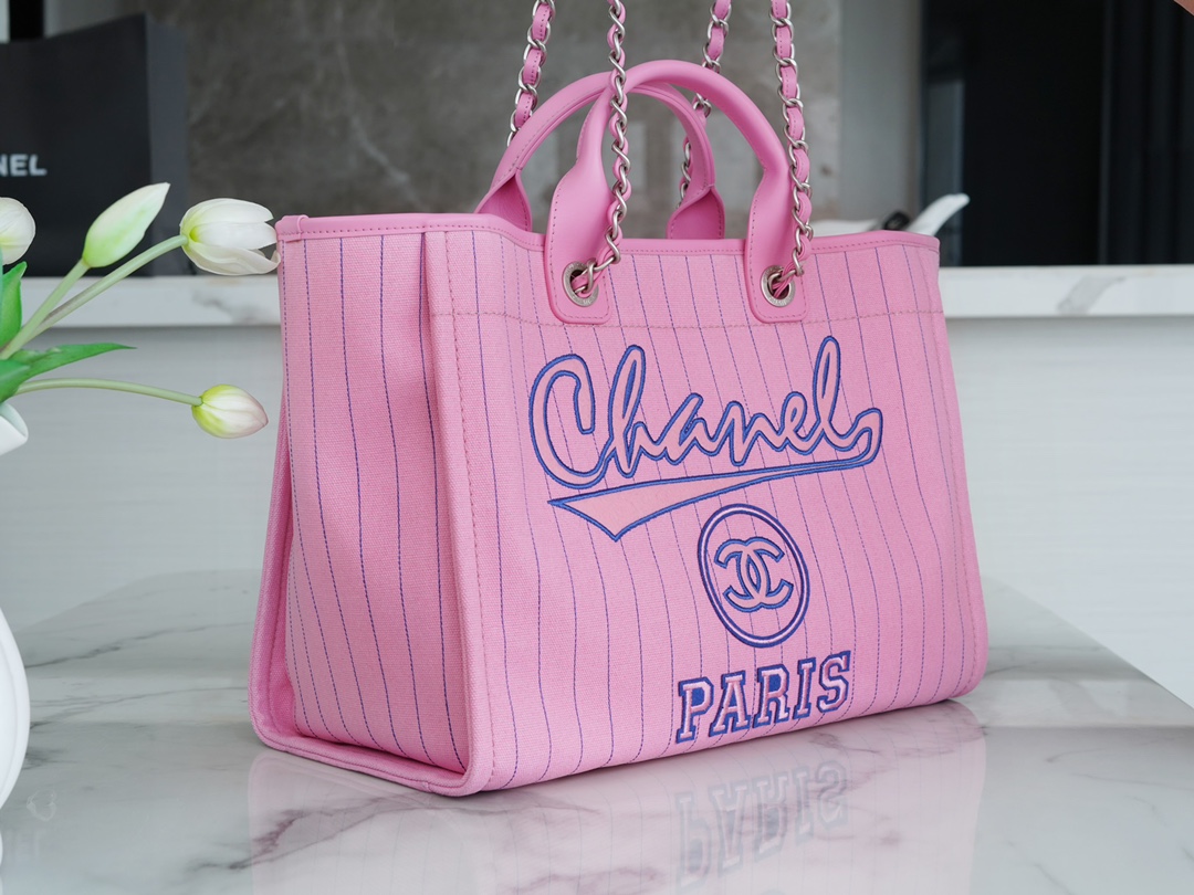 CHANEL 23P Spring/Summer New Maxi Shopping Bag Pink Calfskin  