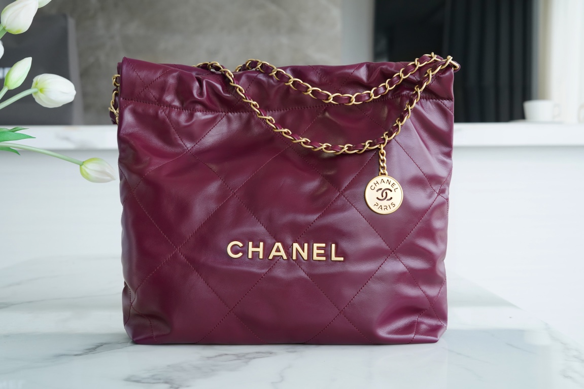 CHANEL 23 22 Bag Limited Edition Purple Red Small