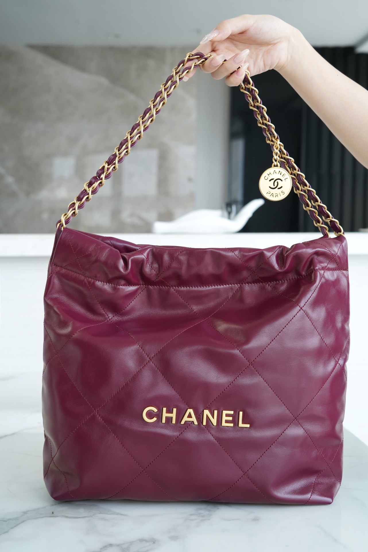 CHANEL 23 22 Bag Limited Edition Purple Red Small