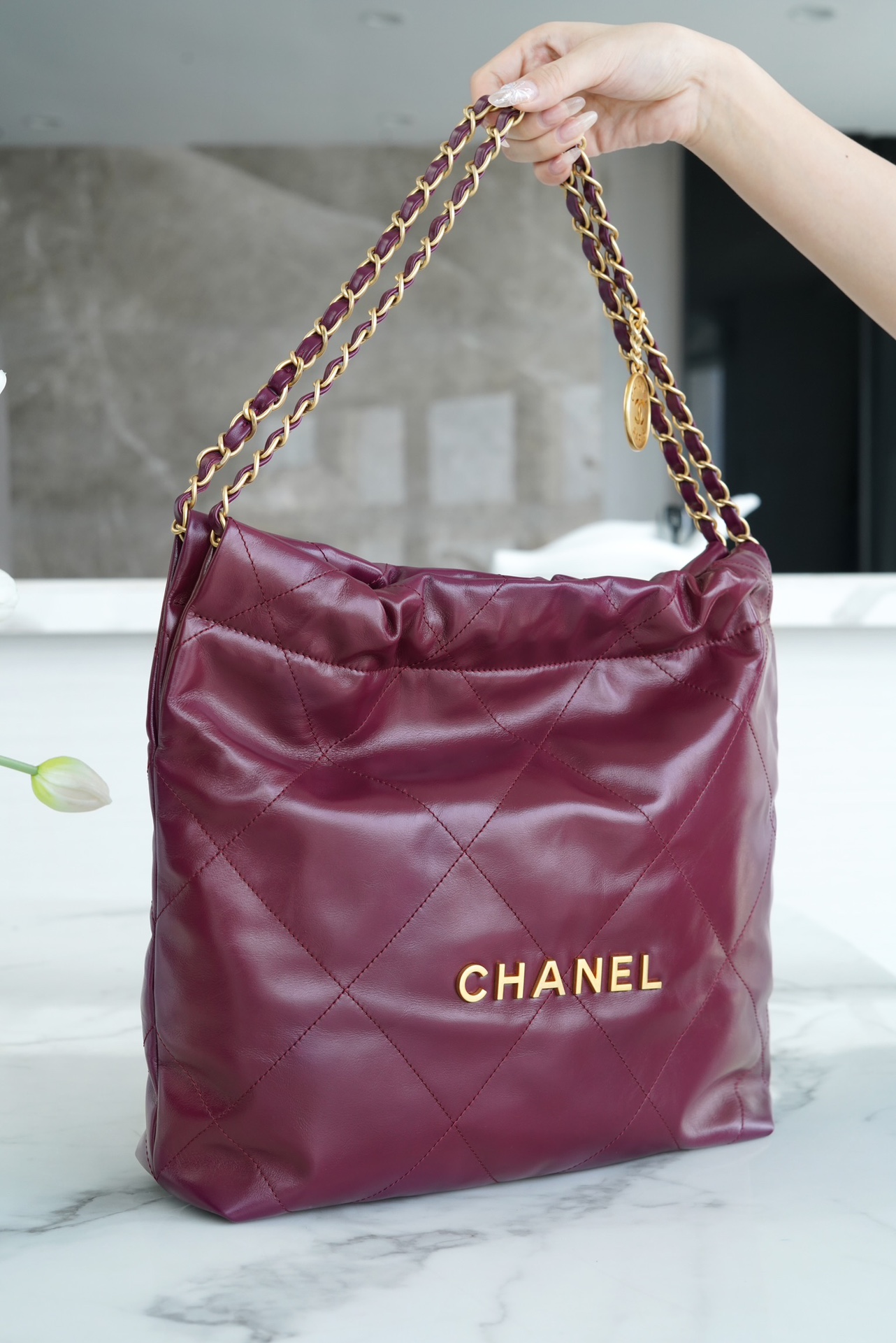 CHANEL 23 22 Bag Limited Edition Purple Red Small