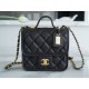 CHANEL 22K Mailbox Tofu Bag Black Gold Grainy Calfskin  