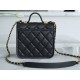 CHANEL 22K Mailbox Tofu Bag Black Gold Grainy Calfskin  