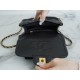 CHANEL 22K Mailbox Tofu Bag Black Gold Grainy Calfskin  