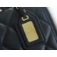 CHANEL 22K Mailbox Tofu Bag Black Gold Grainy Calfskin  