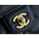 CHANEL 22K Mailbox Tofu Bag Black Gold Grainy Calfskin  