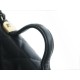 CHANEL 22K Mailbox Tofu Bag Black Gold Grainy Calfskin  