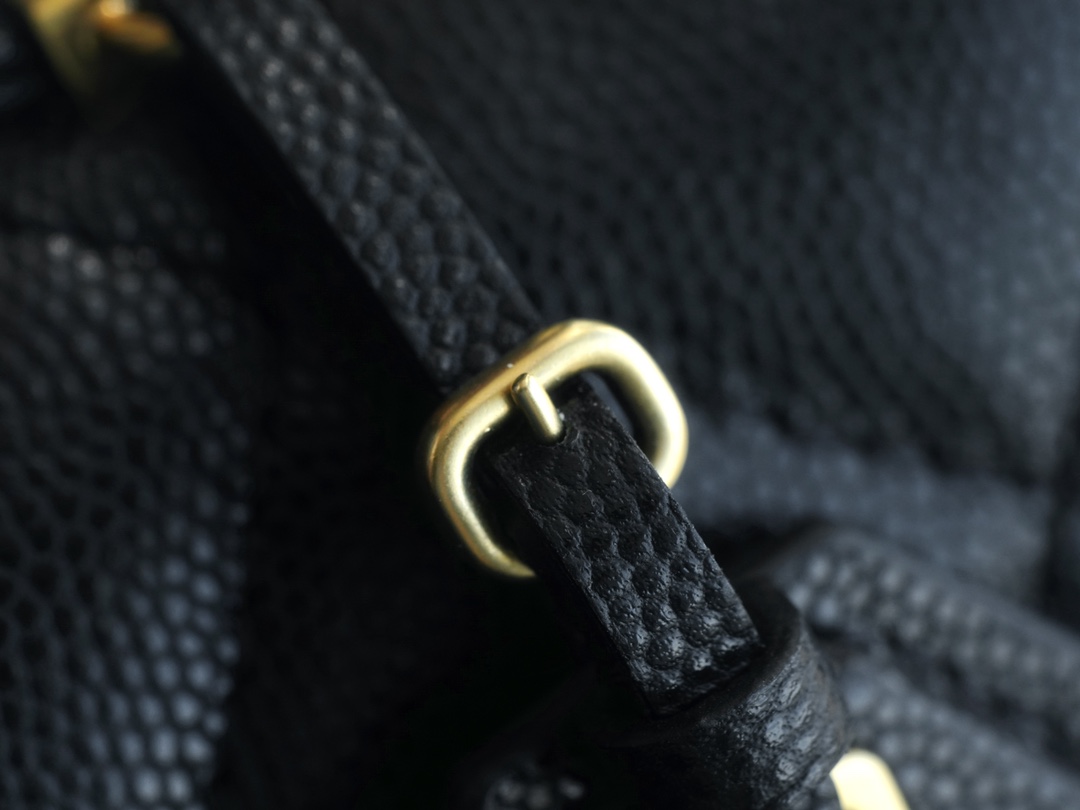 CHANEL 22K Mailbox Tofu Bag Black Gold Grainy Calfskin  