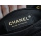 CHANEL 22K Mailbox Tofu Bag Black Gold Grainy Calfskin  