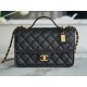 CHANEL 22K Mailbox Tofu Bag Large Black Gold Grainy Calfskin  