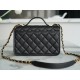 CHANEL 22K Mailbox Tofu Bag Large Black Gold Grainy Calfskin  