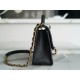 CHANEL 22K Mailbox Tofu Bag Large Black Gold Grainy Calfskin  