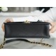 CHANEL 22K Mailbox Tofu Bag Large Black Gold Grainy Calfskin  