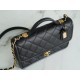 CHANEL 22K Mailbox Tofu Bag Large Black Gold Grainy Calfskin  