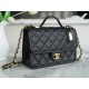 CHANEL 22K Mailbox Tofu Bag Large Black Gold Grainy Calfskin  