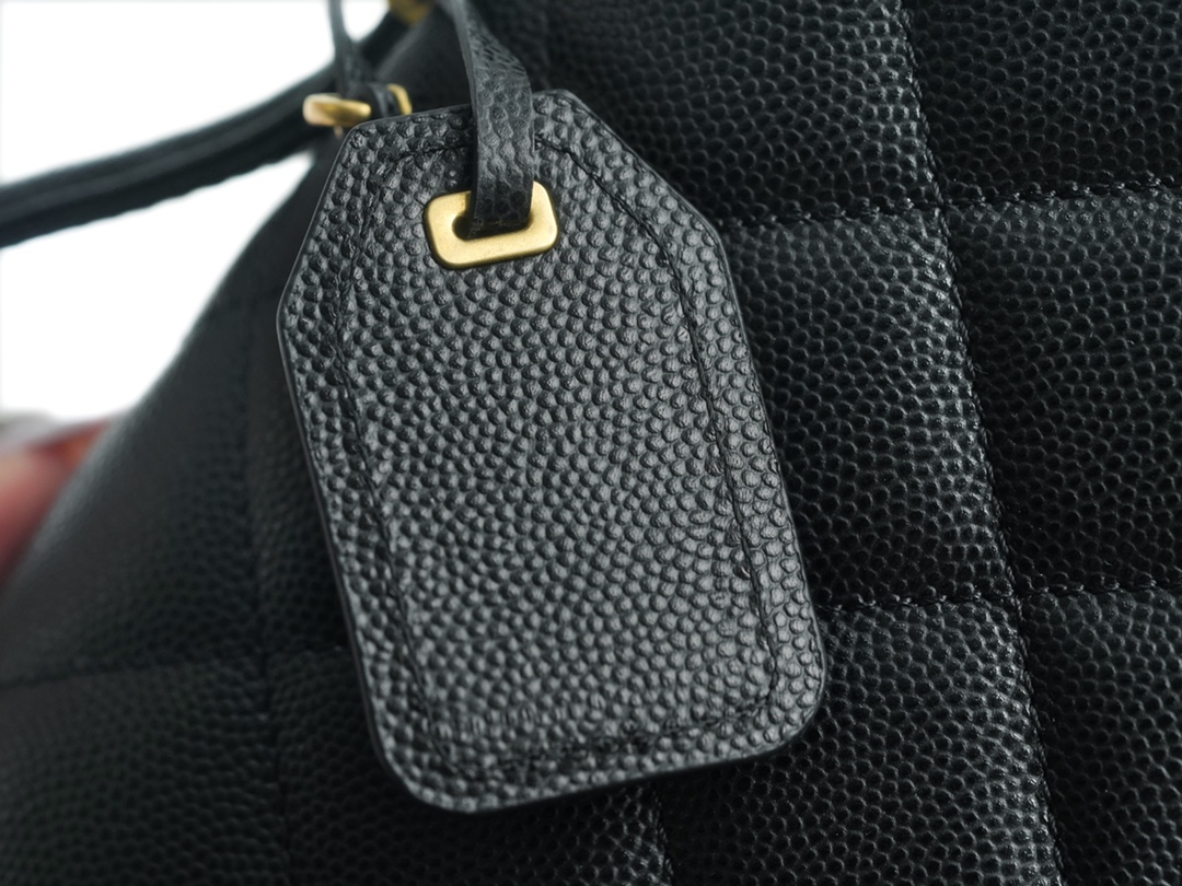 CHANEL 22K Mailbox Tofu Bag Large Black Gold Grainy Calfskin  