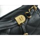 CHANEL 22K Mailbox Tofu Bag Large Black Gold Grainy Calfskin  