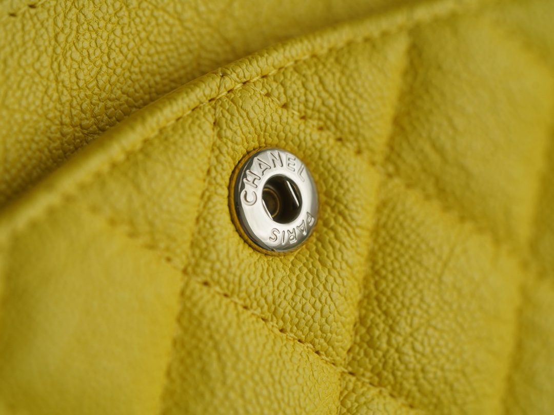 CF Classic Flap Small Lemon Yellow Washable Calfskin  