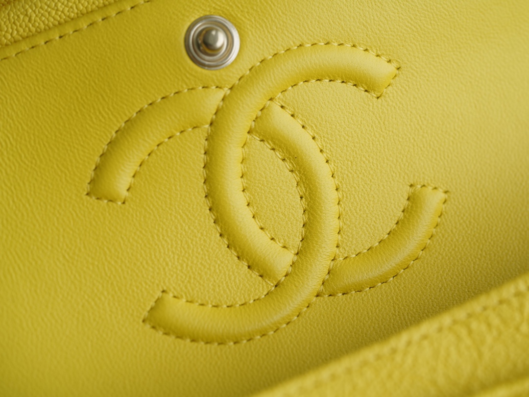 CF Classic Flap Small Lemon Yellow Washable Calfskin  