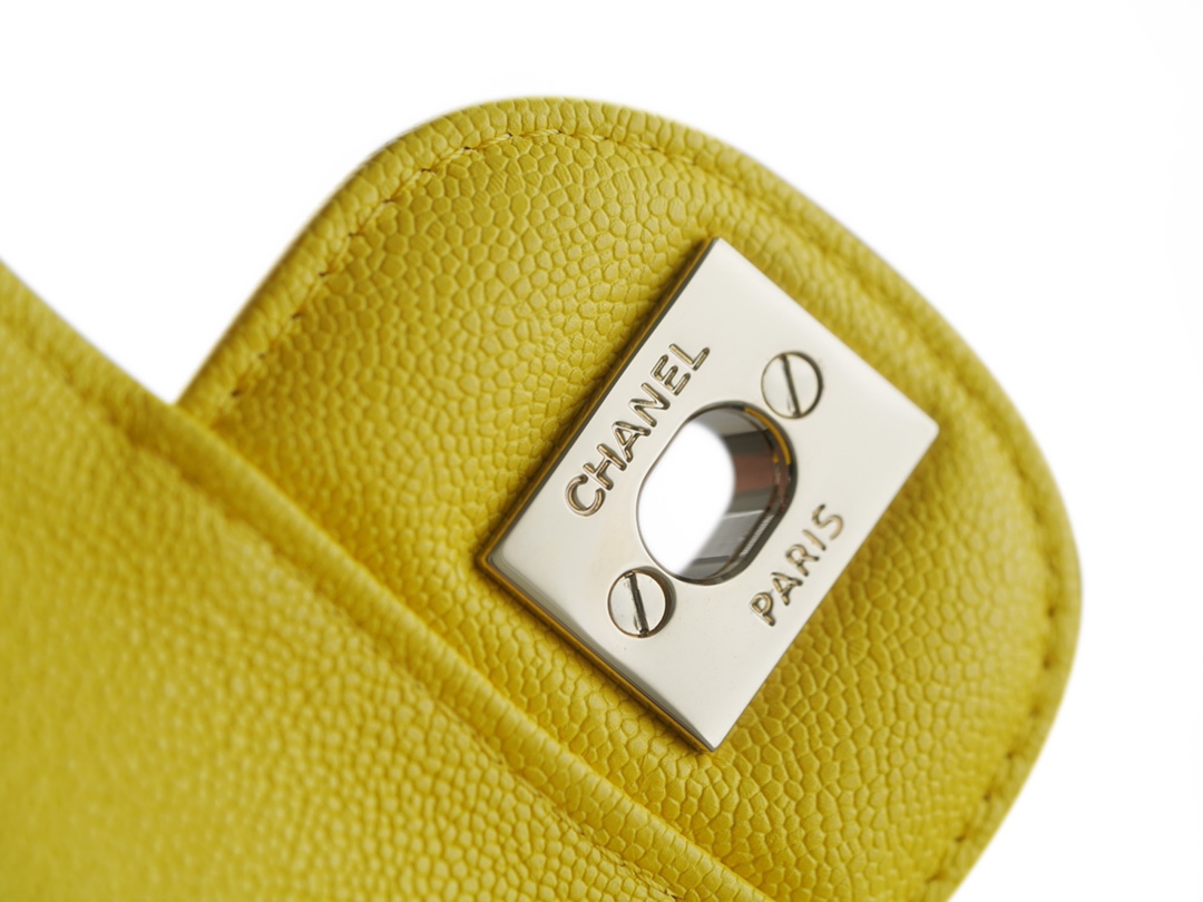 CF Classic Flap Small Lemon Yellow Washable Calfskin  