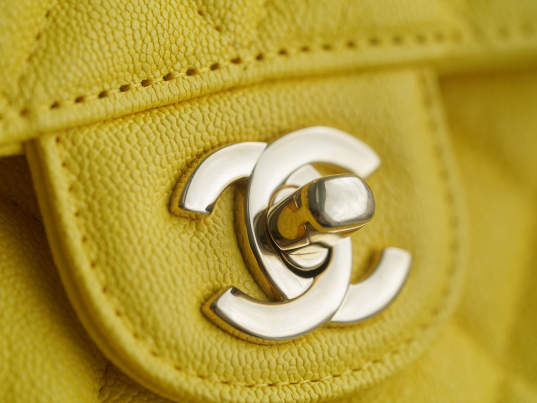 CF Classic Flap Small Lemon Yellow Washable Calfskin  