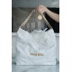 CHANEL 22P Bag Medium White Gold Hardware Calfskin  