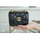 2021 Double Gold Ball Wallet Black Calfskin  