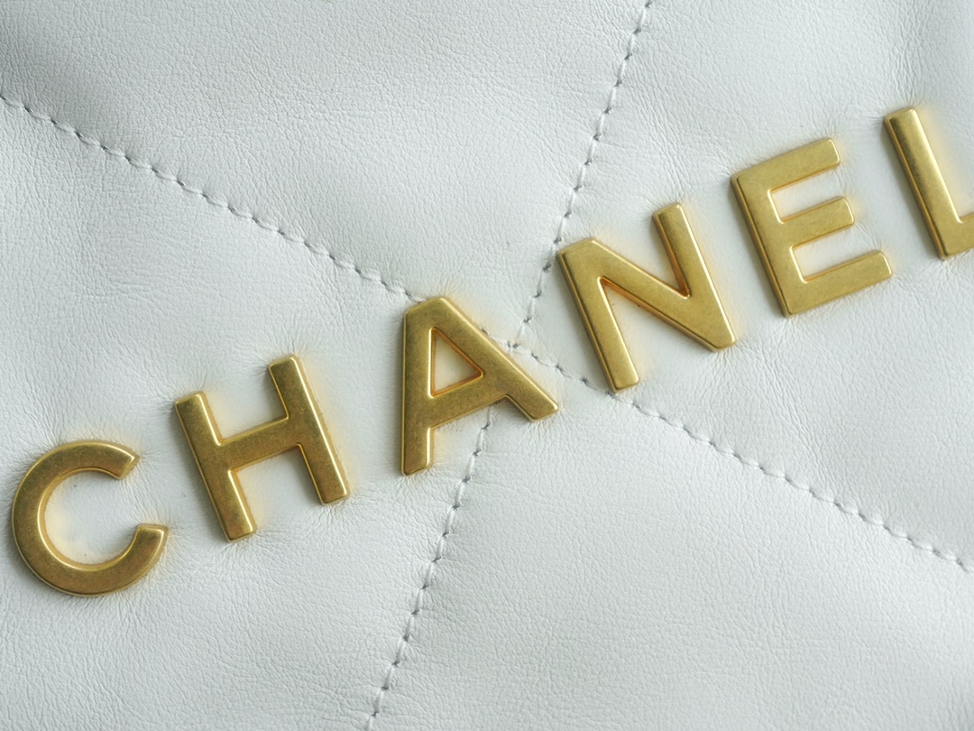 CHANEL 23P Spring/Summer New Mini Backpack White Gold Glossy Calfskin  