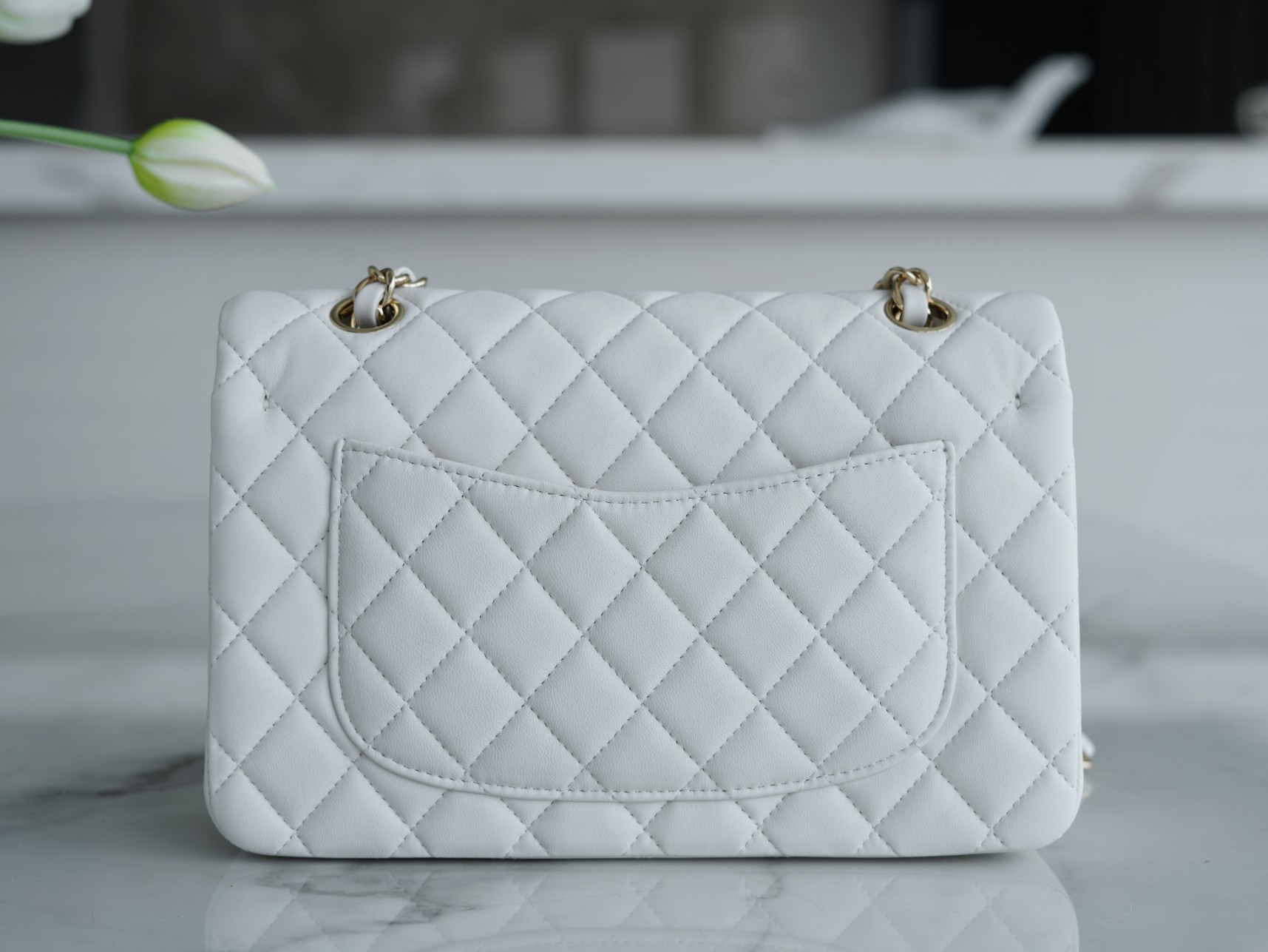 Classic Flap Small White Lambskin  