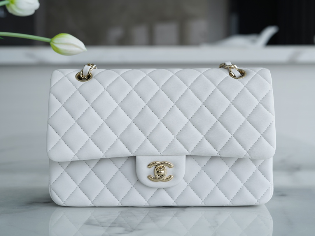 Classic Flap White Lambskin  