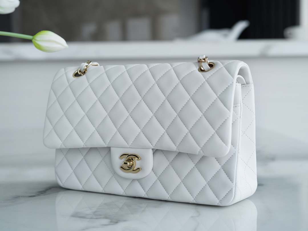 Classic Flap White Lambskin  