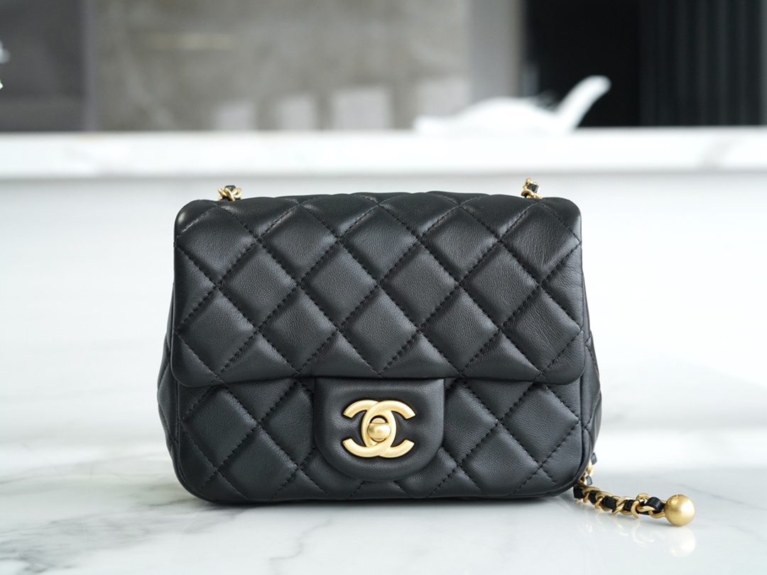 Chanel 23C Metal Ball Square Fatty Black  