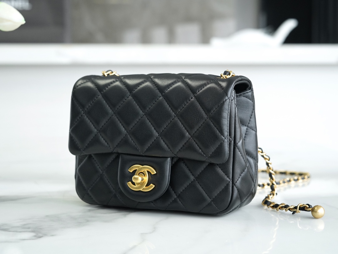 Chanel 23C Metal Ball Square Fatty Black  