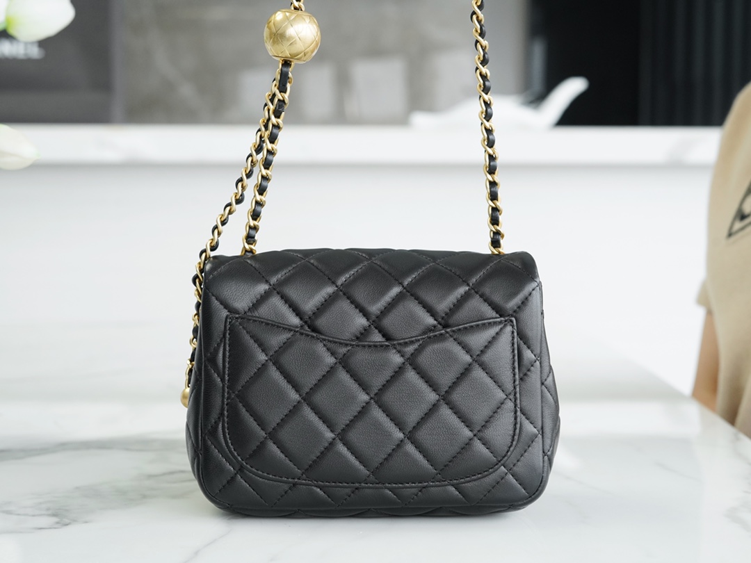 Chanel 23C Metal Ball Square Fatty Black  