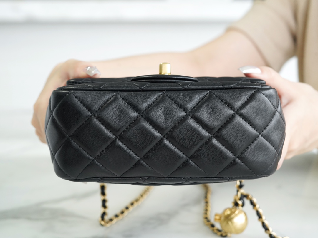 Chanel 23C Metal Ball Square Fatty Black  