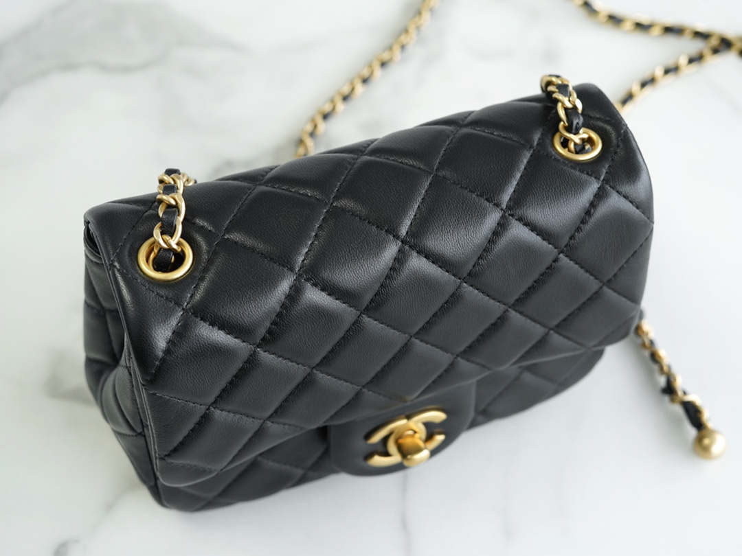 Chanel 23C Metal Ball Square Fatty Black  