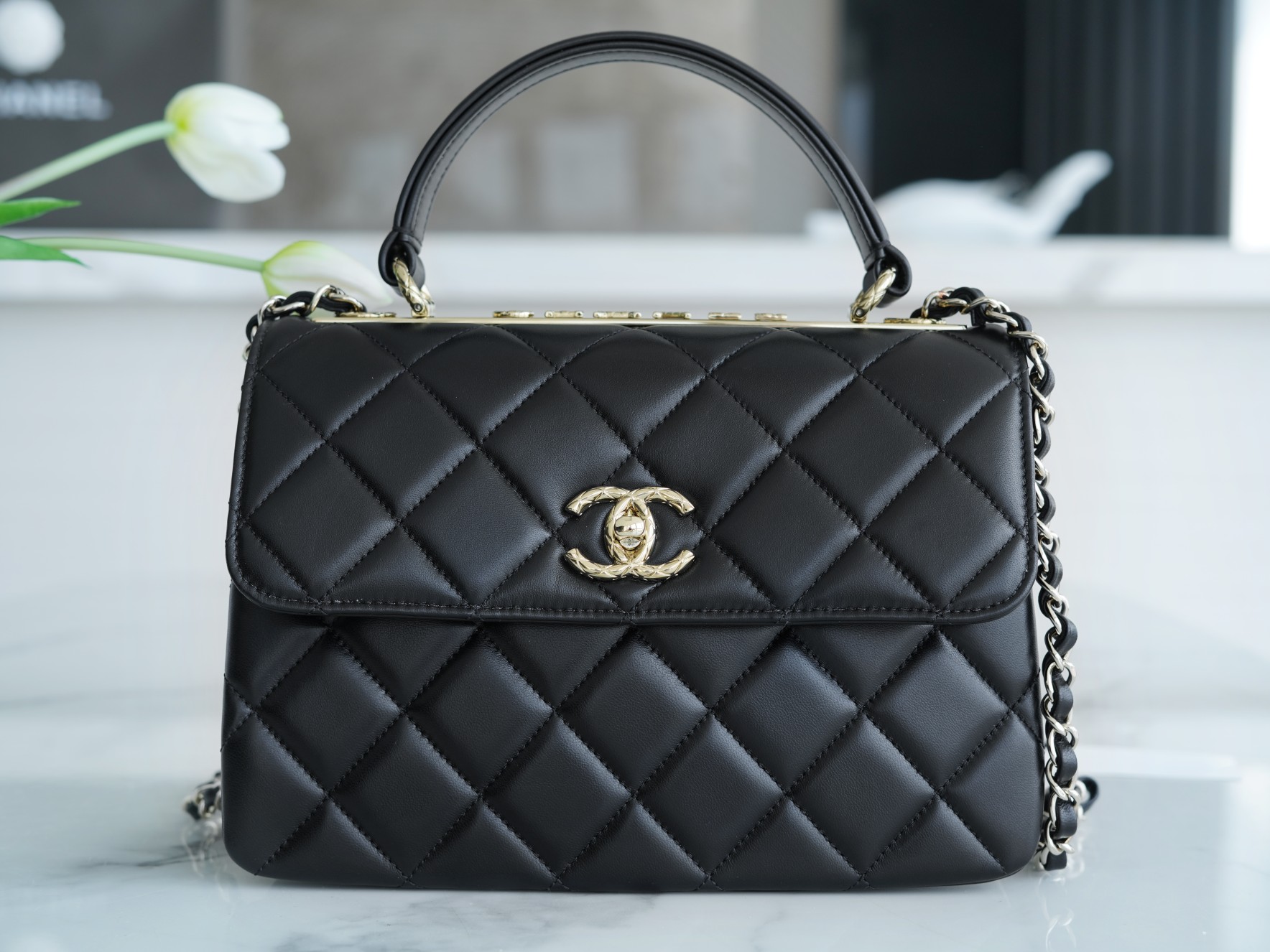 Chanel 22SS Trendy CC Embossed Small Lambskin  