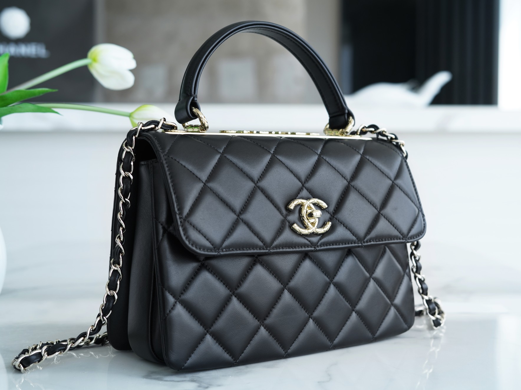 Chanel 22SS Trendy CC Embossed Small Lambskin  