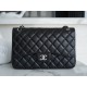 CF Classic Flap Jumbo Black Silver Lambskin  