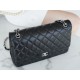 CF Classic Flap Jumbo Black Silver Lambskin  