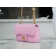 CHANEL 23P Heart Adjustable Mini Pink Grainy Calfskin  