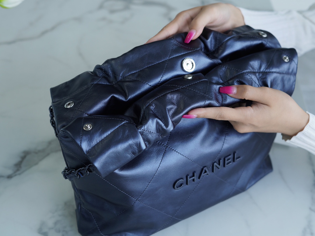 CHANEL 22P Bag Mini Metallic Blue  